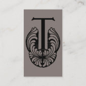 Victoriaans elegante monogram letter T Visitekaartje (Achterkant)