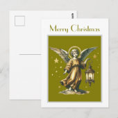 Victoriaans Elegante Xmas Angel en Lantaarn Briefkaart (Voorkant / Achterkant)