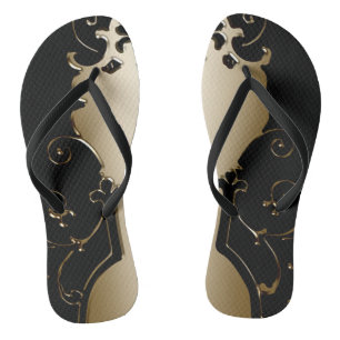 Victoriaans elegante zwart gouden metallic look teenslippers