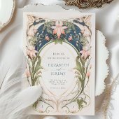 Victoriaans elegantie bloemenpasteltinten bruiloft kaart