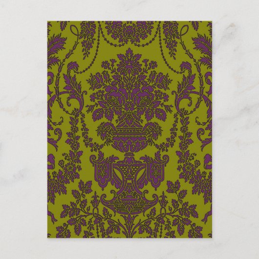 Victoriaans elegantie ~ Briefkaart Damask Yellow (Voorkant)
