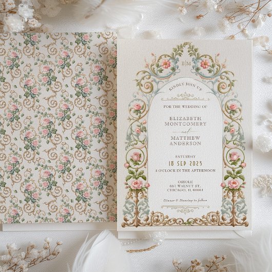 Victoriaans elegantie bruiloft uitnodigingssuite kaart