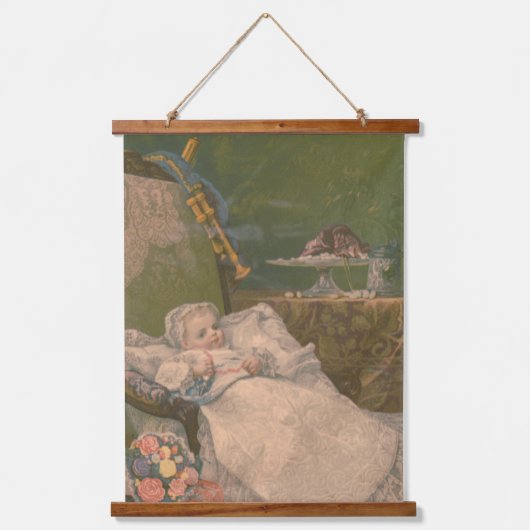 Victoriaans elegantie: de wereld van een Baby Hangend Wandkleed (Voorkant)