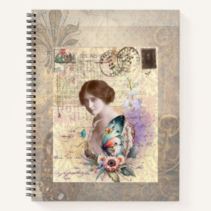 Victoriaans Elegantie Lady Collage Notitieboek