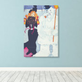 Victoriaans elegantie ontmoet de sneeuwman canvas afdruk (Insitu (Houten vloer))