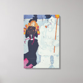Victoriaans elegantie ontmoet de sneeuwman canvas afdruk