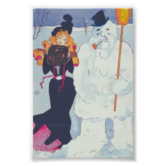 Victoriaans elegantie ontmoet de sneeuwman foto afdruk (Voorkant)