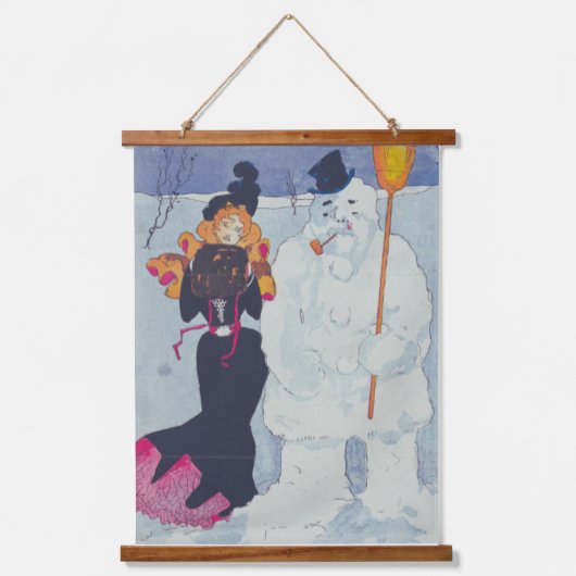 Victoriaans elegantie ontmoet de sneeuwman hangend wandkleed (Voorkant)