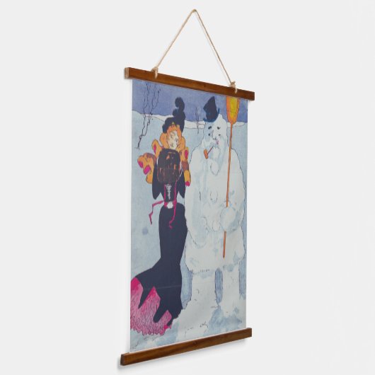 Victoriaans elegantie ontmoet de sneeuwman hangend wandkleed (Gebogen)