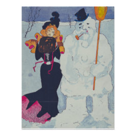 Victoriaans elegantie ontmoet de sneeuwman perfect poster