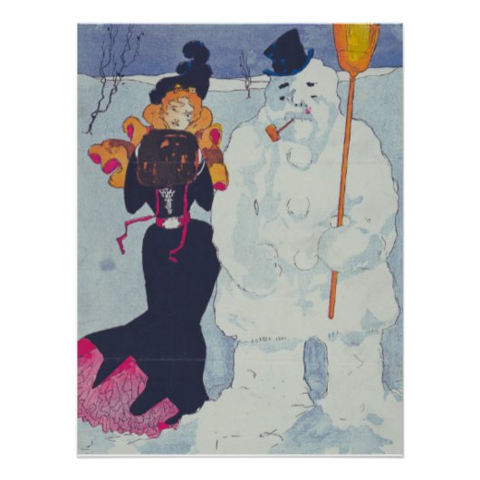 Victoriaans elegantie ontmoet de sneeuwman perfect poster (Voorkant)