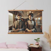 Victoriaans elegantie op een  treinreis hangend wandkleed (Slaapkamer)