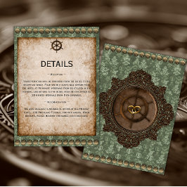 Victoriaans Elegantie Steampunk bruiloft Details Informatiekaartje
