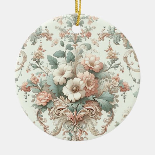 Victoriaans elegantie: zachte pastelpatronen keramisch ornament (Voorkant)
