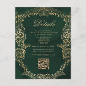 Victoriaans Emerald Gold Royal Wedding QR Details Informatiekaartje (Voorkant)
