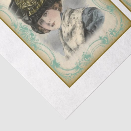 Victoriaans Emphemera Series Design 18 Tissuepapier (Detail)