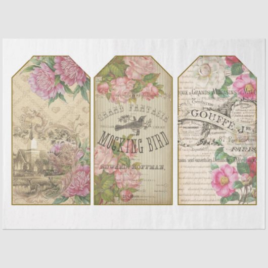 Victoriaans Emphemera Series Design 20 Tissuepapier (Voorkant)