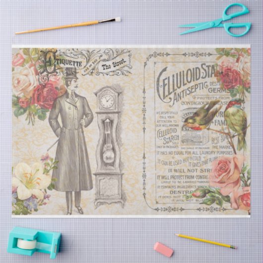 Victoriaans Emphemera Series Design 24 Tissuepapier (Craft)