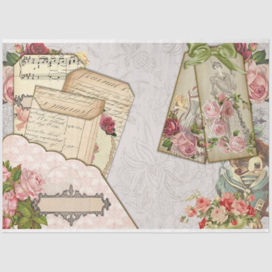 Victoriaans Emphemera Series Design 26 Tissuepapier (Voorkant)