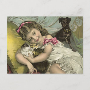 VICTORIAANS en HER PARLOR PETS BRIEFKAART