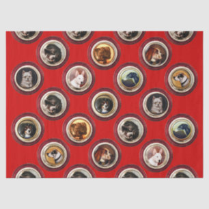 VICTORIAANS ENAMELS/MINIATATOONDOG PORTRAITS Red Tissuepapier