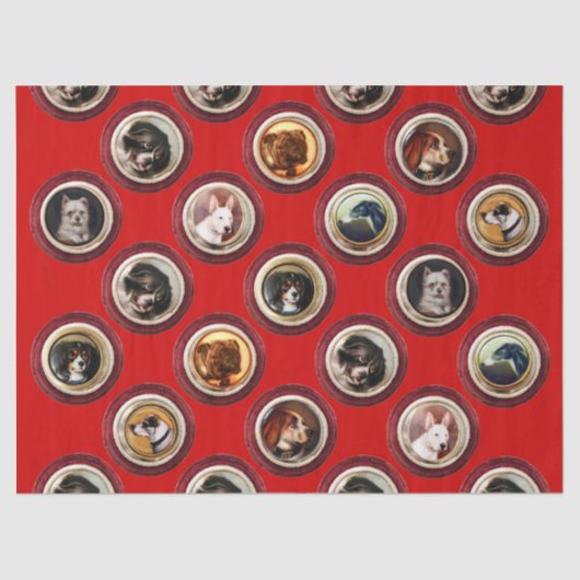 VICTORIAANS ENAMELS/MINIATATOONDOG PORTRAITS Red Tissuepapier (Voorkant)