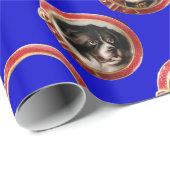 VICTORIAANS ENAMELS/MINIATURE DOG PORTRAITS, blauw Cadeaupapier (Rol Hoek)