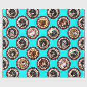 VICTORIAANS ENAMELS/MINIATURE DOG PORTRAITS, Blauw Cadeaupapier (Vlak)