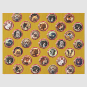 VICTORIAANS ENAMELS/MINIATURE DOG PORTRAITS Geel Tissuepapier