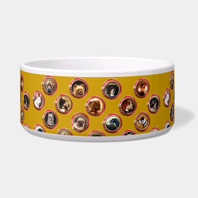 VICTORIAANS ENAMELS/MINIATURE DOG PORTRAITS Geel Voerbakje (Rechts)