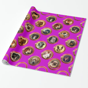 VICTORIAANS ENAMELS/MINIATURE DOG PORTRAITS, Paars Cadeaupapier