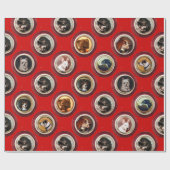 VICTORIAANS ENAMELS/MINIATURE DOG PORTRAITS, Rood Cadeaupapier (Vlak)