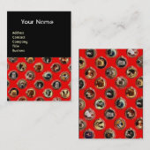 VICTORIAANS ENAMELS/MINIATURE DOG PORTRAITS, Rood Visitekaartje (Voorkant / Achterkant)