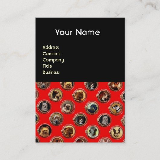 VICTORIAANS ENAMELS/MINIATURE DOG PORTRAITS, Rood Visitekaartje (Voorkant)