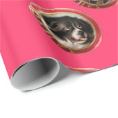 Victoriaans ENAMELS/MINIATURE DOG PORTRAITS, Roze Cadeaupapier (Rol Hoek)