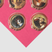VICTORIAANS ENAMELS/MINIATURE DOG PORTRAITS Roze Tissuepapier (Detail)