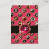 VICTORIAANS ENAMELS/MINIATURE DOG PORTRAITS, Roze Visitekaartje (Achterkant)