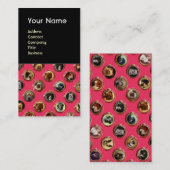 VICTORIAANS ENAMELS/MINIATURE DOG PORTRAITS, Roze Visitekaartje (Voorkant / Achterkant)