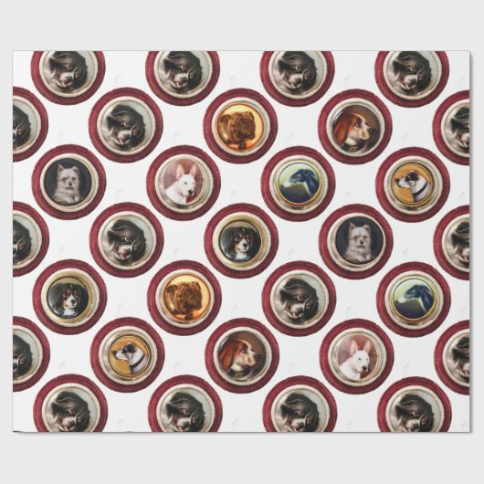 VICTORIAANS ENAMELS/MINIATURE DOG PORTRAITS, Wit Cadeaupapier (Vlak)