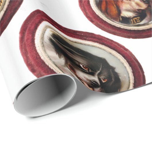 VICTORIAANS ENAMELS/MINIATURE DOG PORTRAITS, Wit Cadeaupapier (Rol Hoek)