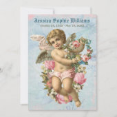  Victoriaans engel Blue Memorial Death Aankondiging (Voorkant)