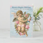 Victoriaans engel Blue Memorial Death Aankondiging (Staand voorkant)