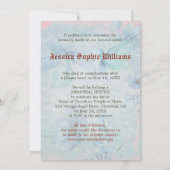 Victoriaans engel Blue Memorial Death Aankondiging (Achterkant)