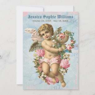 Victoriaans engel Blue Memorial Death Aankondiging