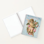 Victoriaans engel Blue Memorial Guest Book Notitieboek (Binnen)
