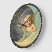  Victoriaans Engel Collage Galaxy Blue+Gold Grote Klok (Hoek)