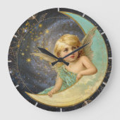  Victoriaans Engel Collage Galaxy Blue+Gold Grote Klok (Voorkant)