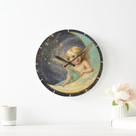  Victoriaans Engel Collage Galaxy Blue+Gold Grote Klok