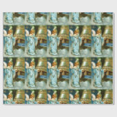 Victoriaans engel en bel kerst gewoonte Cadeaupapier (Vlak)