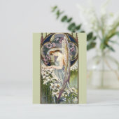 Victoriaans Engel en Paaslelie Bloemen Briefkaart (Staand voorkant)